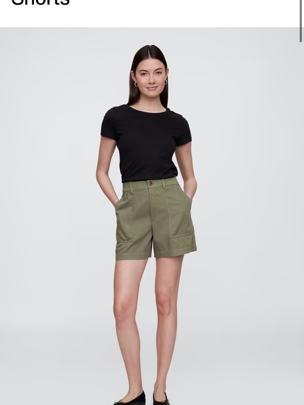 High-Waist Olive Green Utility Shorts